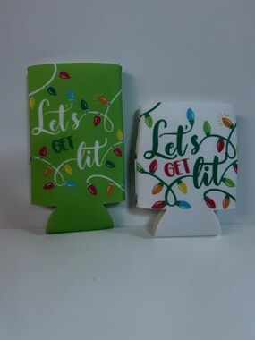 NEW! Festive Christmas Lights Can Sleeve Set With “Let’s Get Lit”Text (Set Of 4)